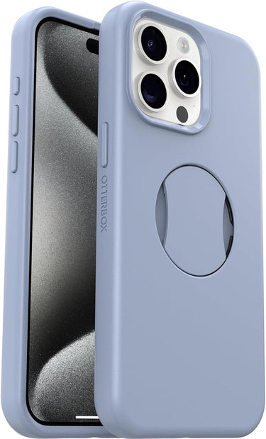 OtterBox OtterGrip Symmetry Hülle für iPhone 15 Pro Max für MagSafe, Sturzsichere, schützende Hülle mit eingebautem Griff, 3X getestet nach Militärstandard, Blau